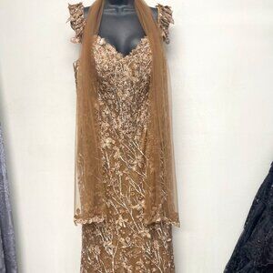 Gown for Bride or Groom's Mom  , Bronze Ivonne D, # ID303 NEW with Tag Size 16